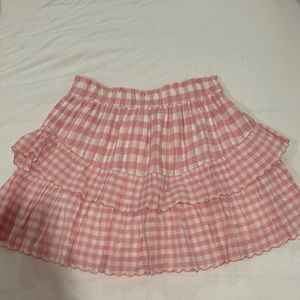 Loveshackfancy pink and white skirt